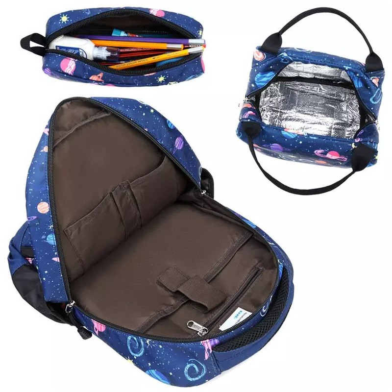 Meisohua Meiso chlapčenský školský batoh set 3v1 Kozmo Space 16L