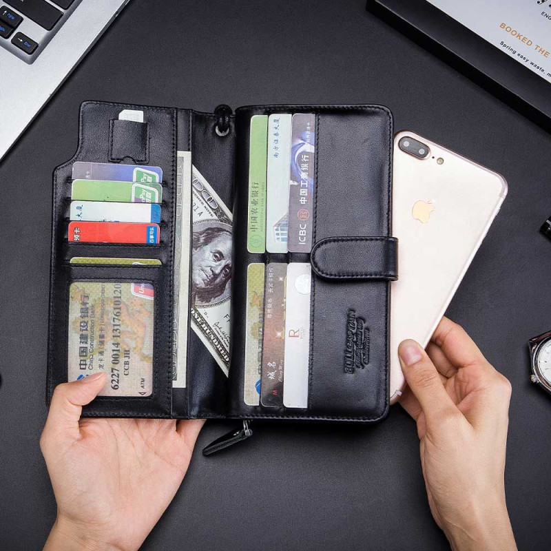 Bullcaptain kožená dlhá peňaženka Maurus Čierna