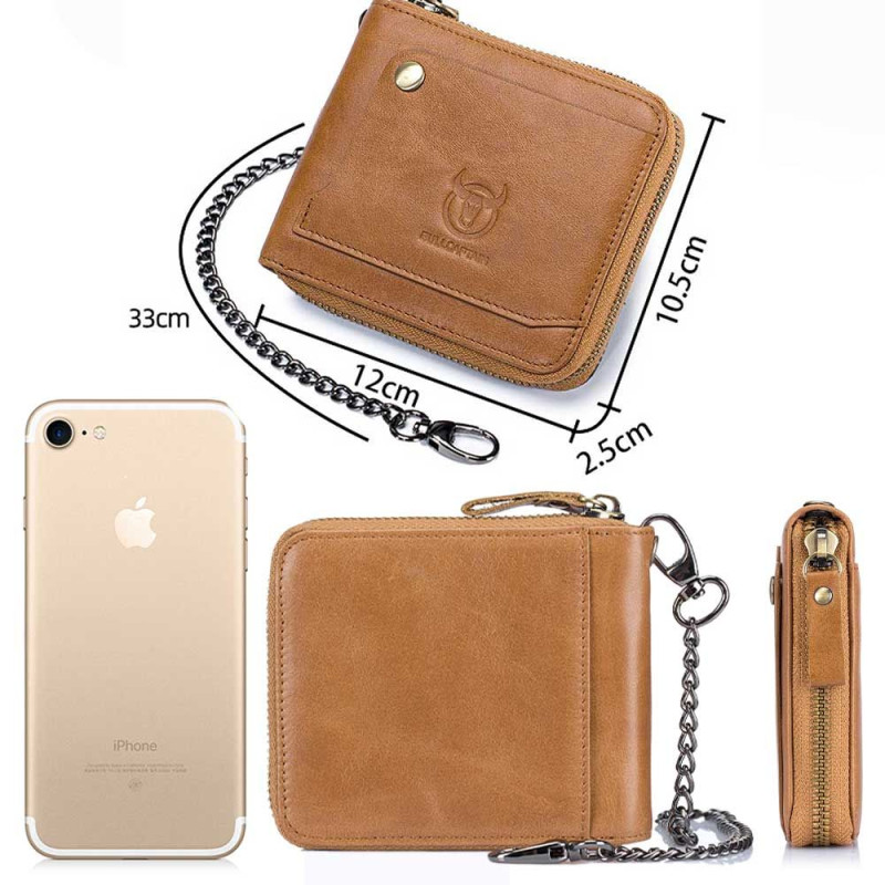 Bullcaptain kožená peňaženka s retiazkou Gwen Camel