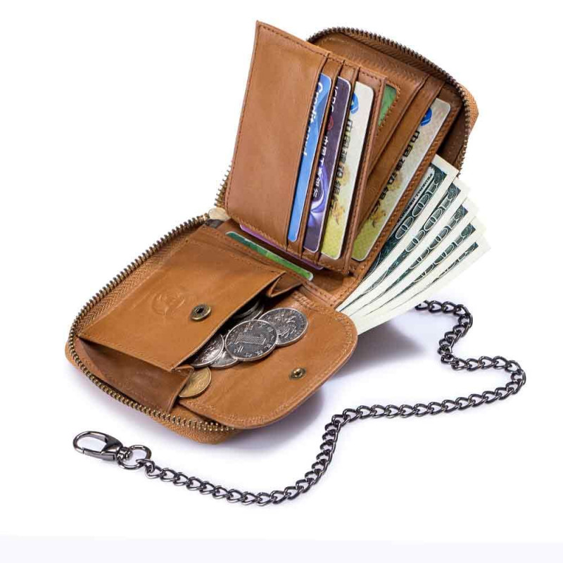 Bullcaptain kožená peňaženka s retiazkou Gwen Camel