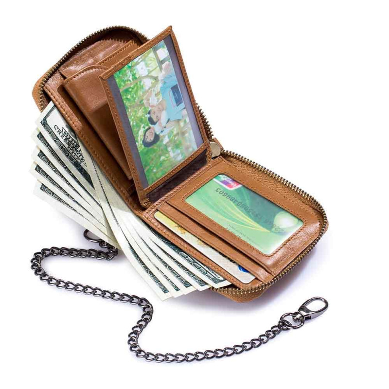 Bullcaptain kožená peňaženka s retiazkou Gwen Camel