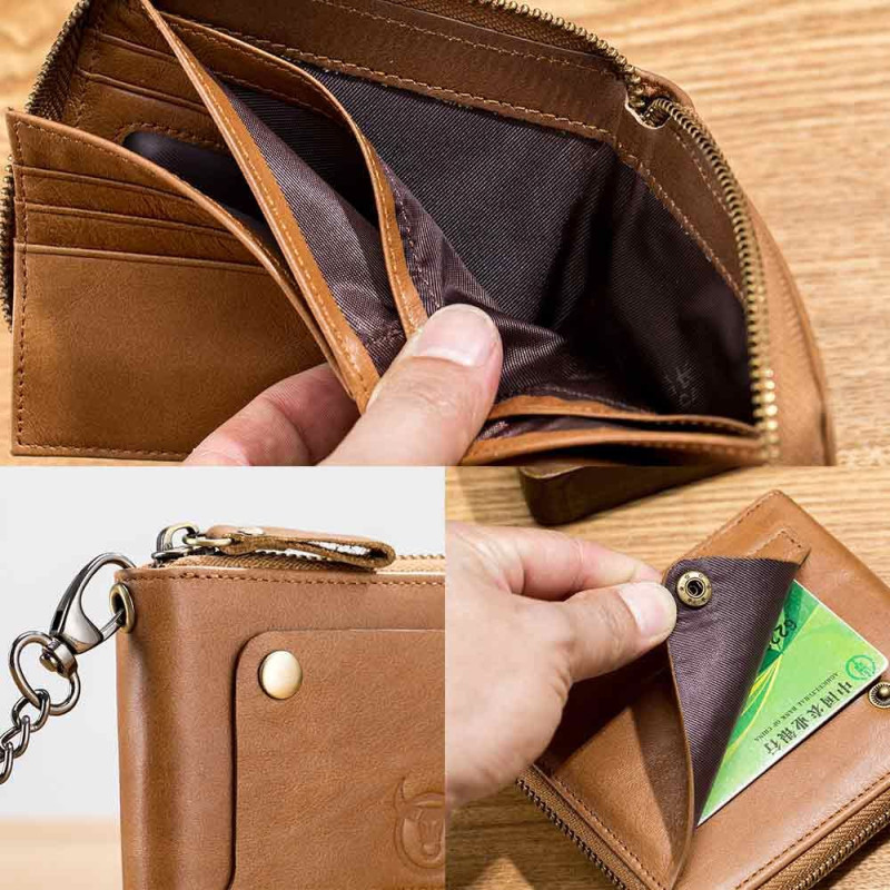 Bullcaptain kožená peňaženka s retiazkou Gwen Camel