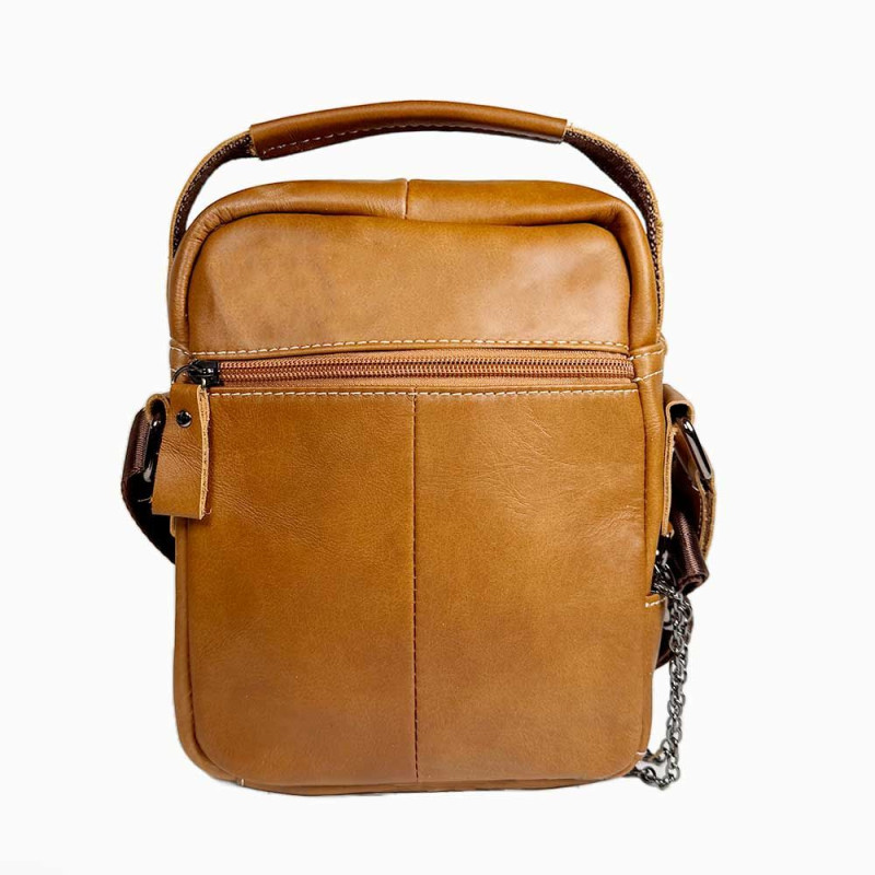 Bullcaptain pánska kožená taška s retiazkou Miltiade Khaki