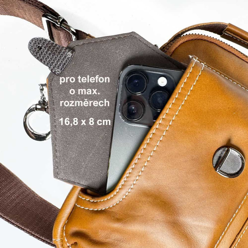 Bullcaptain pánska kožená taška s retiazkou Miltiade Khaki