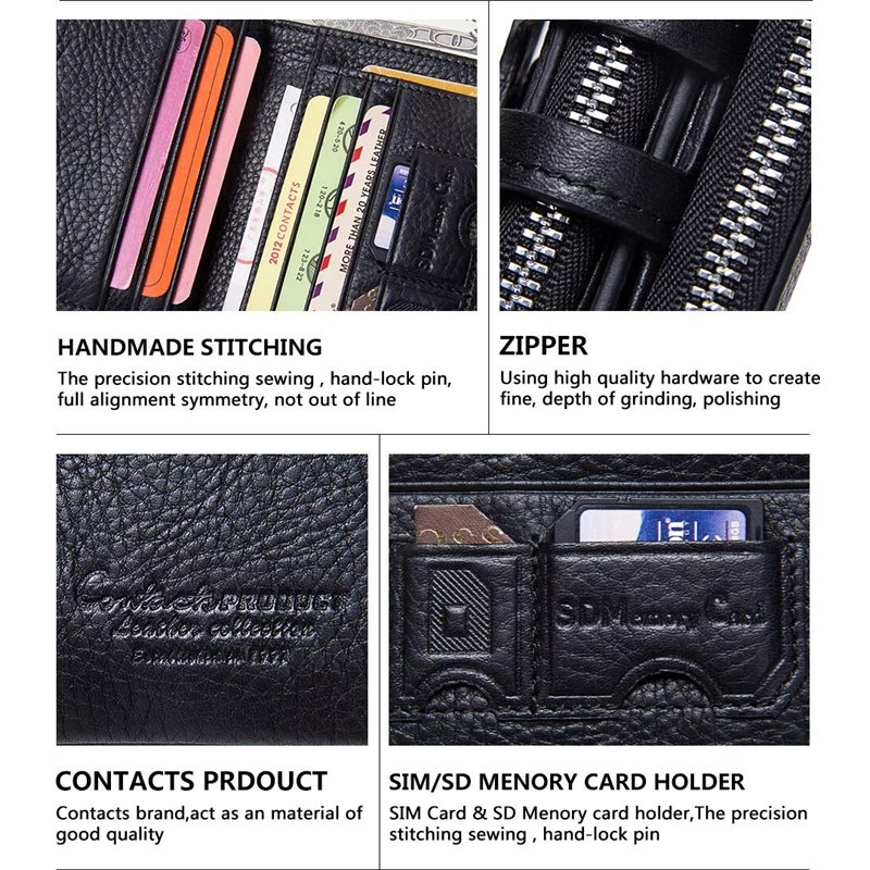 Contacts malá kožená peňaženka Karaman Čierna