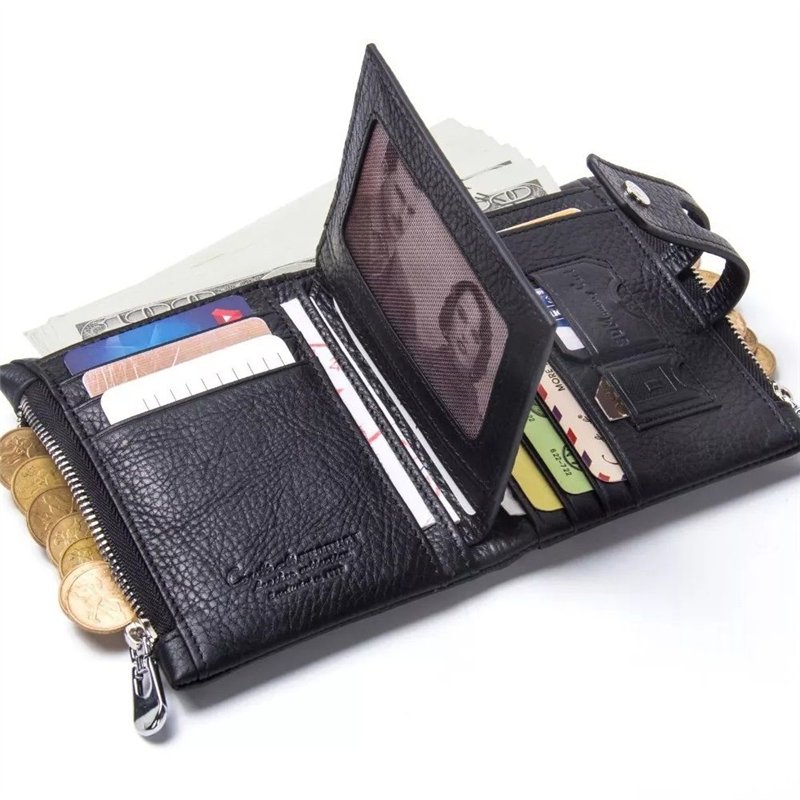 Contacts malá kožená peňaženka Karaman Čierna