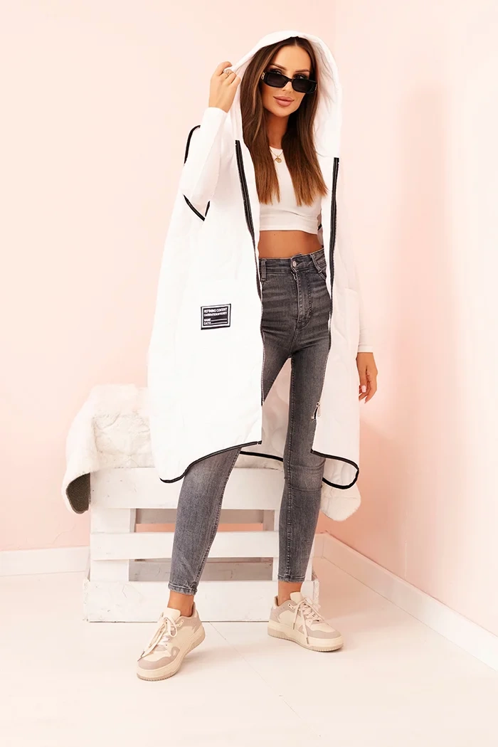 Kesi Dámske Plus veľkosť prešívaná vesta s kapucňou na zips Janina