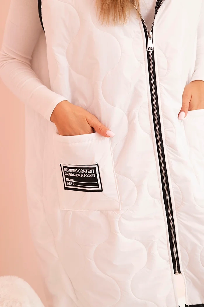 Kesi Dámske Plus veľkosť prešívaná vesta s kapucňou na zips Janina