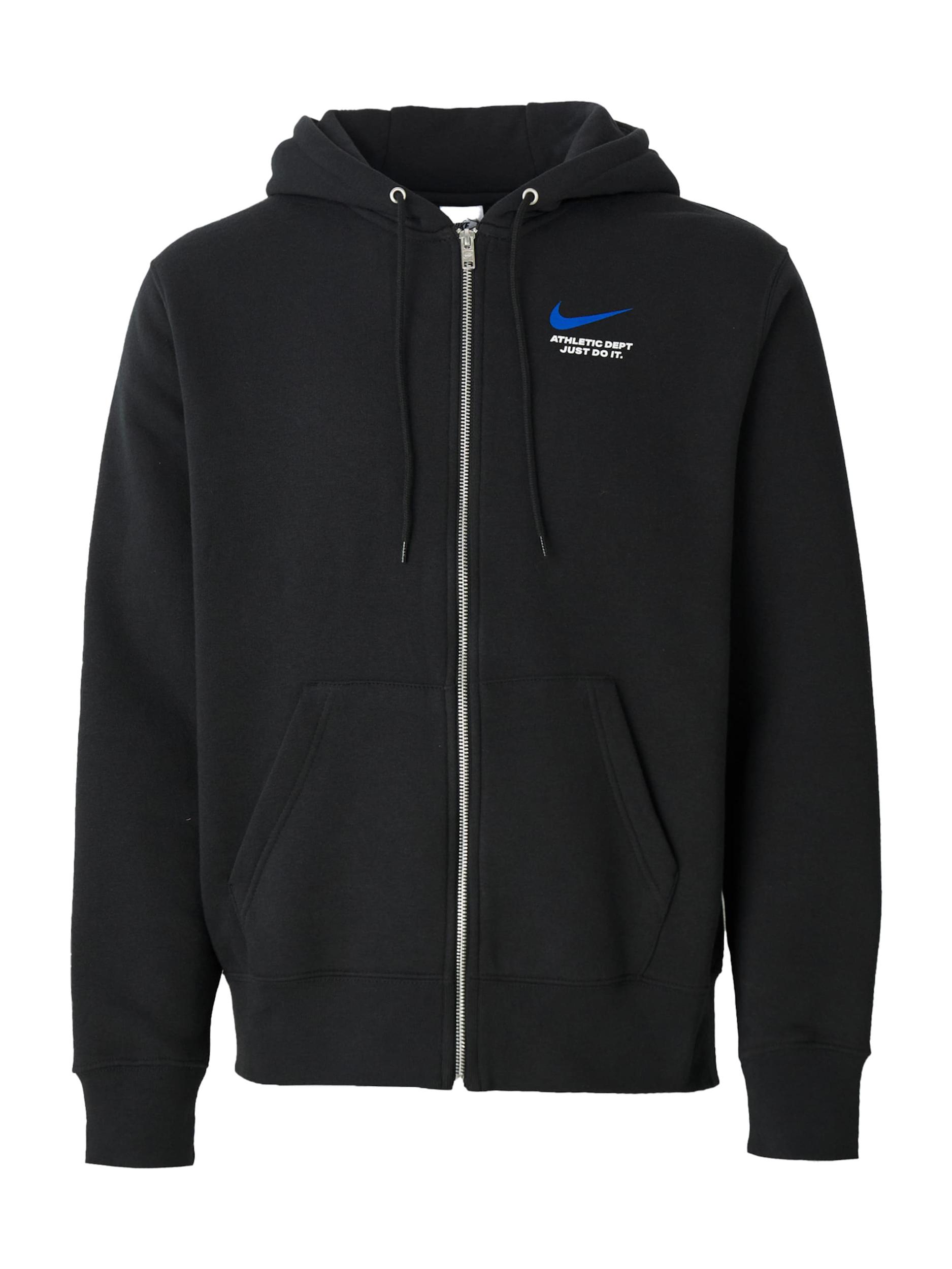 Nike Sportswear Tepláková bunda 'CLUB' modrá / čierna / biela