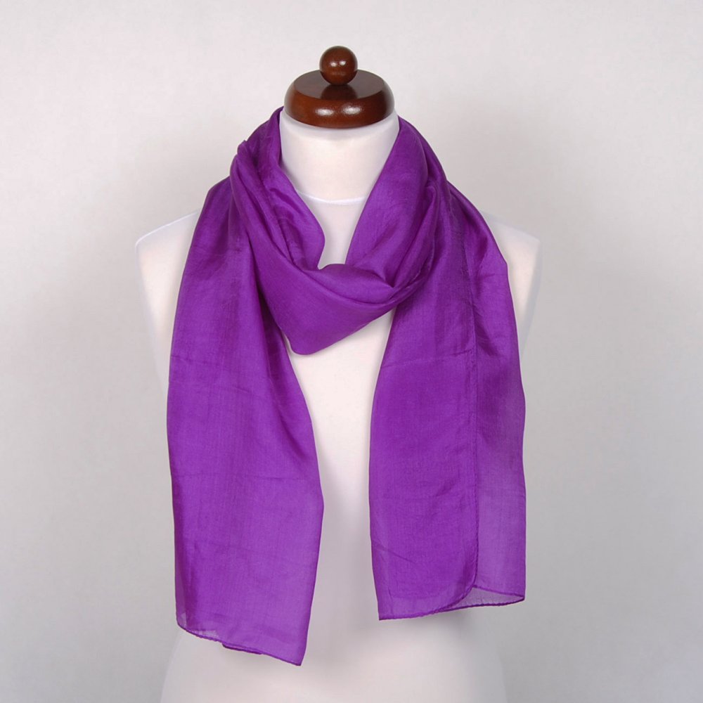 Pranita Hodvábny šál jednofarebný fialový II