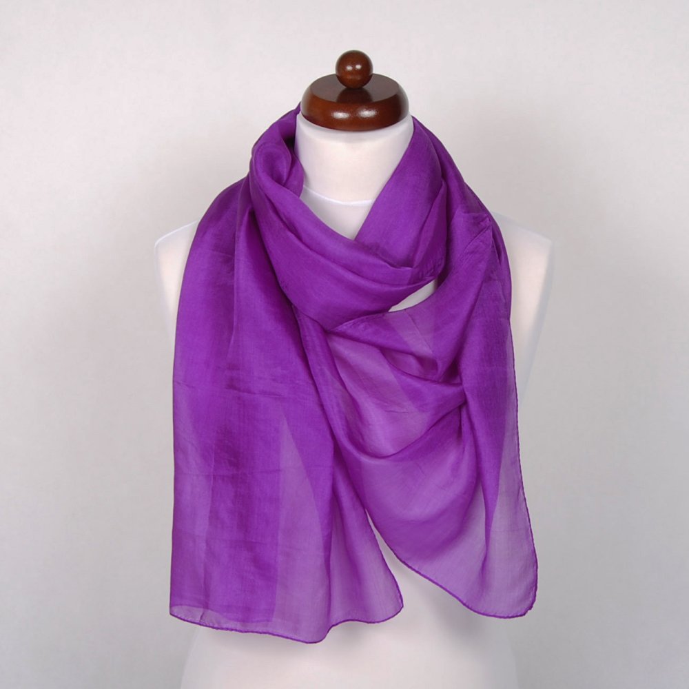 Pranita Hodvábny šál jednofarebný fialový II