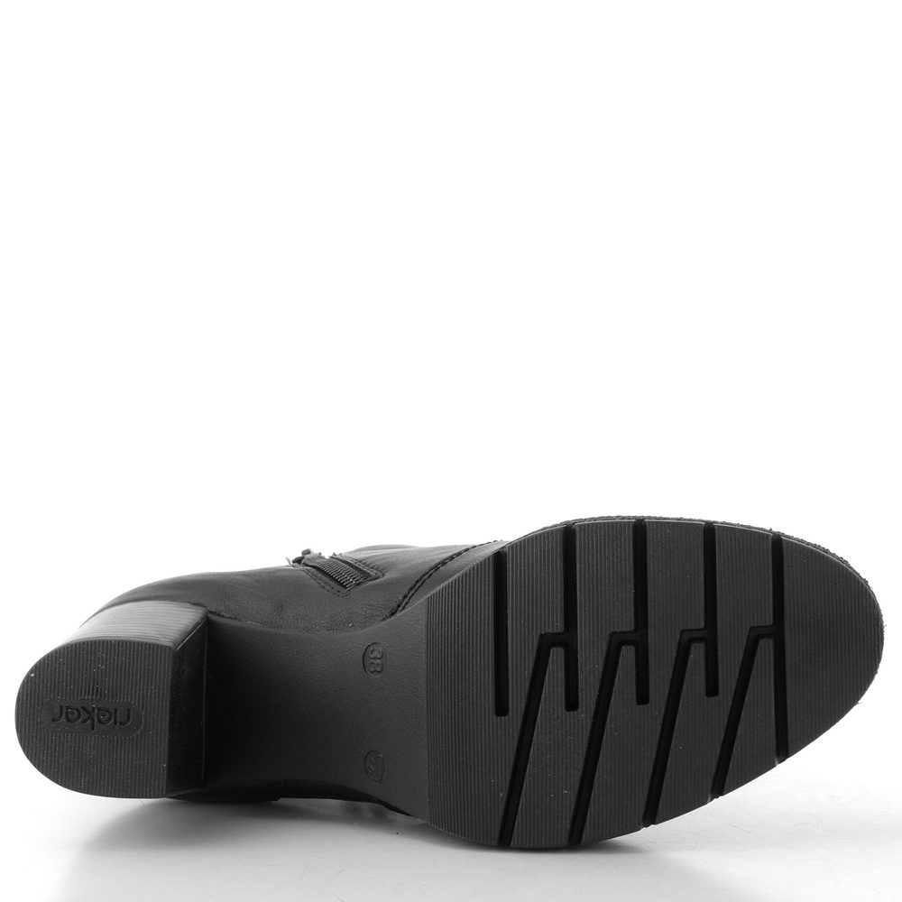 Rieker elegantná členková obuv na podpätku čierna 77667-00