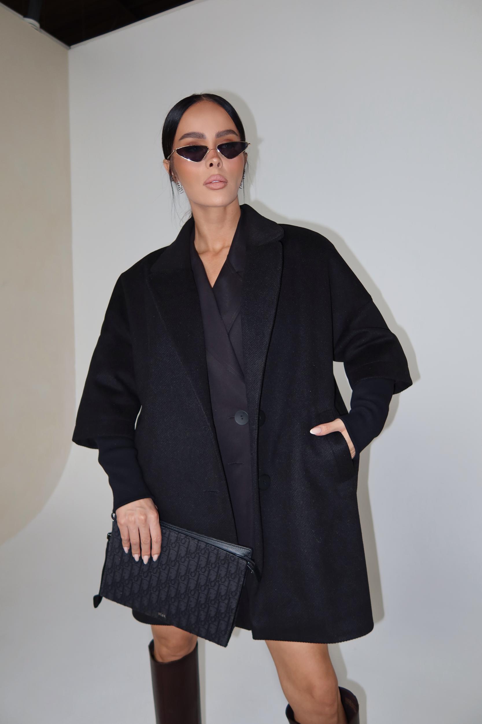 LaManuel Dámsky čierny kabát Eternal