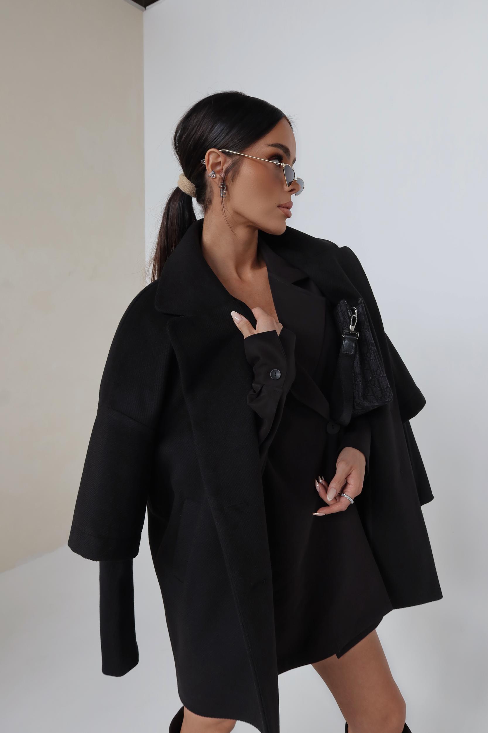 LaManuel Dámsky čierny kabát Eternal