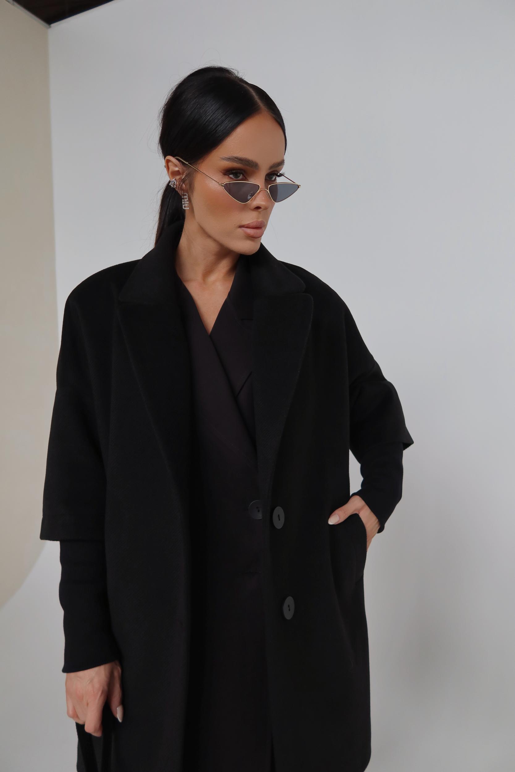 LaManuel Dámsky čierny kabát Eternal