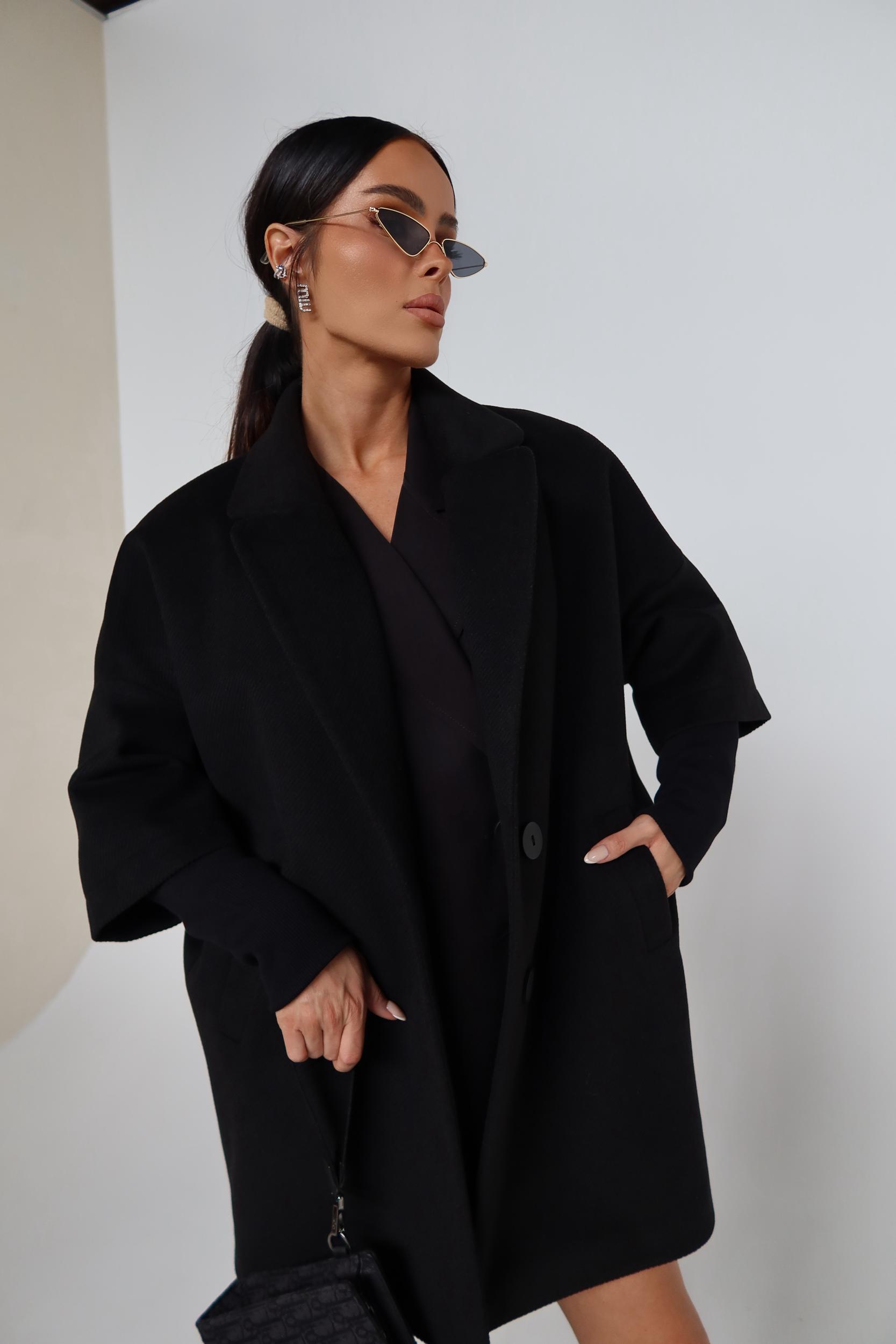 LaManuel Dámsky čierny kabát Eternal