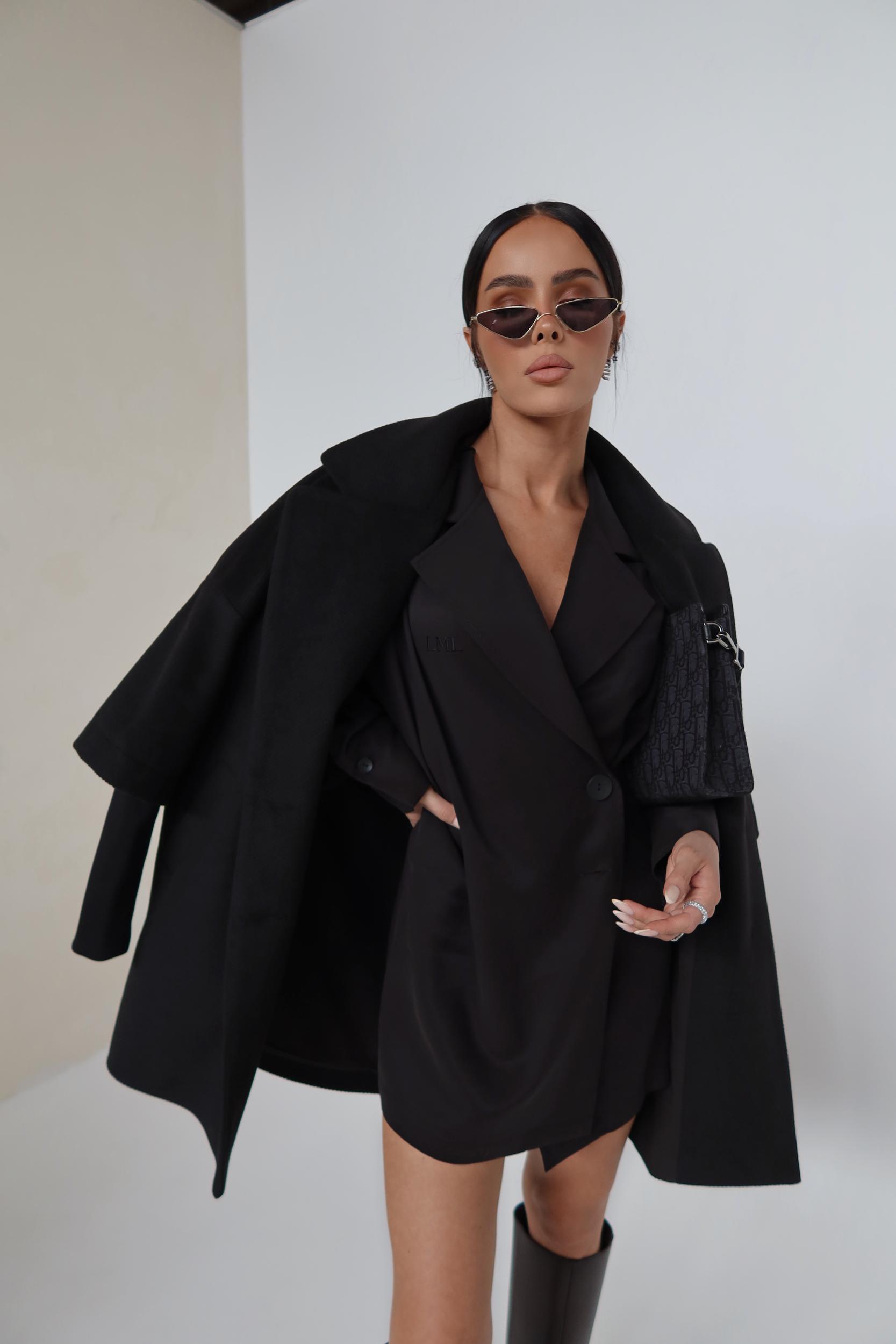 LaManuel Dámsky čierny kabát Eternal