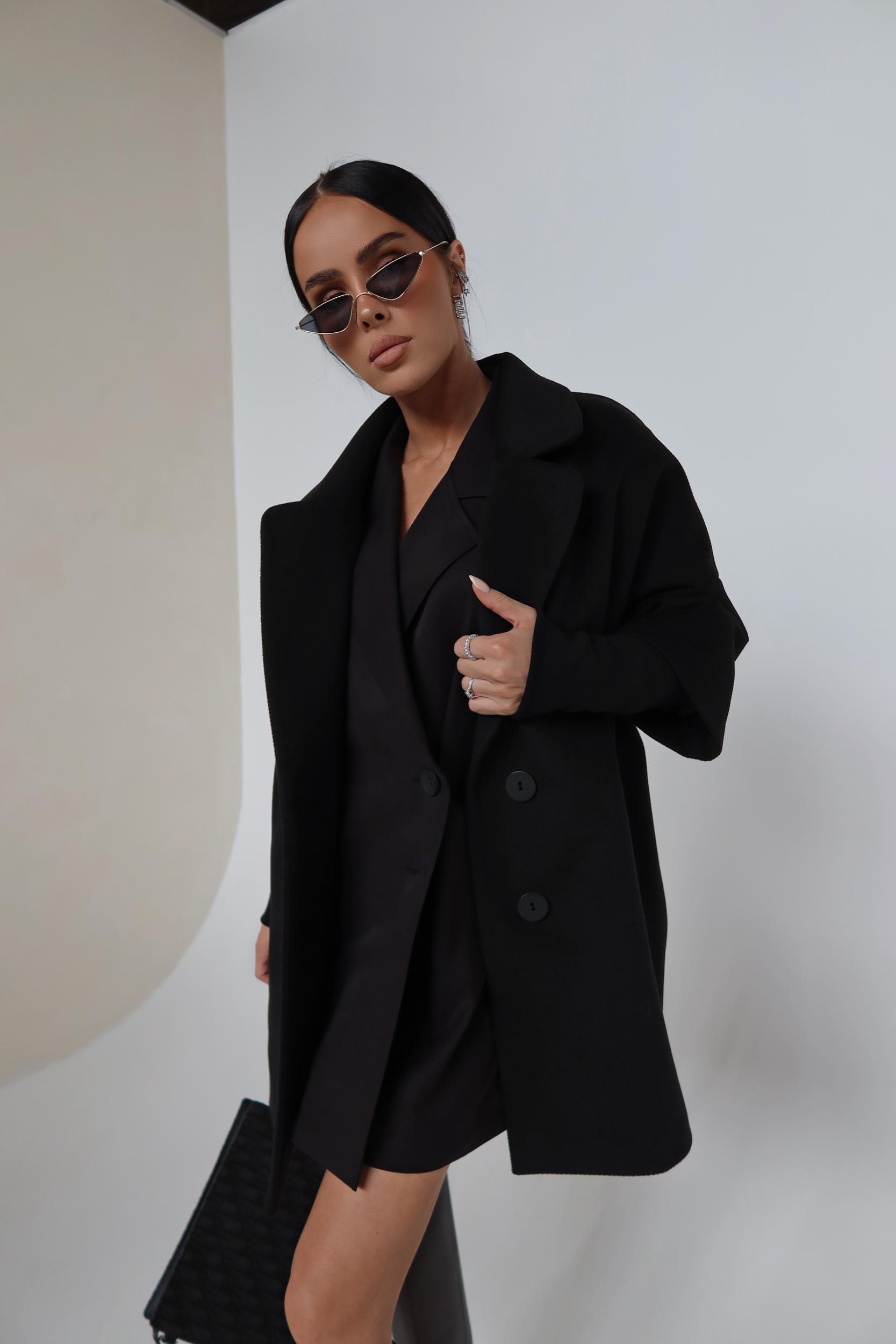 LaManuel Dámsky čierny kabát Eternal