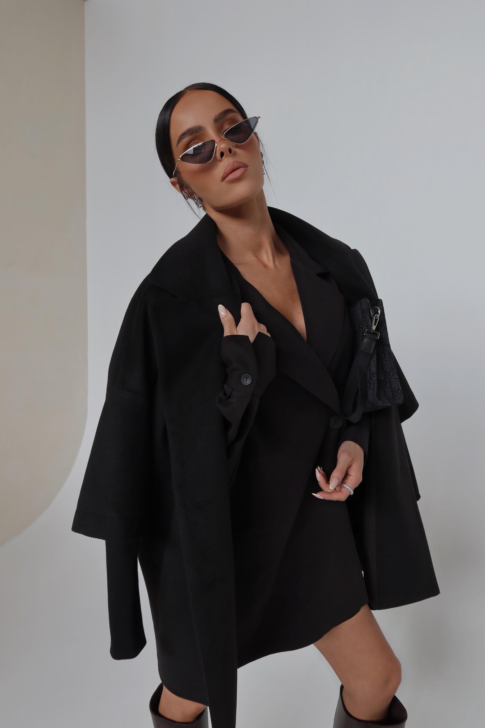 LaManuel Dámsky čierny kabát Eternal