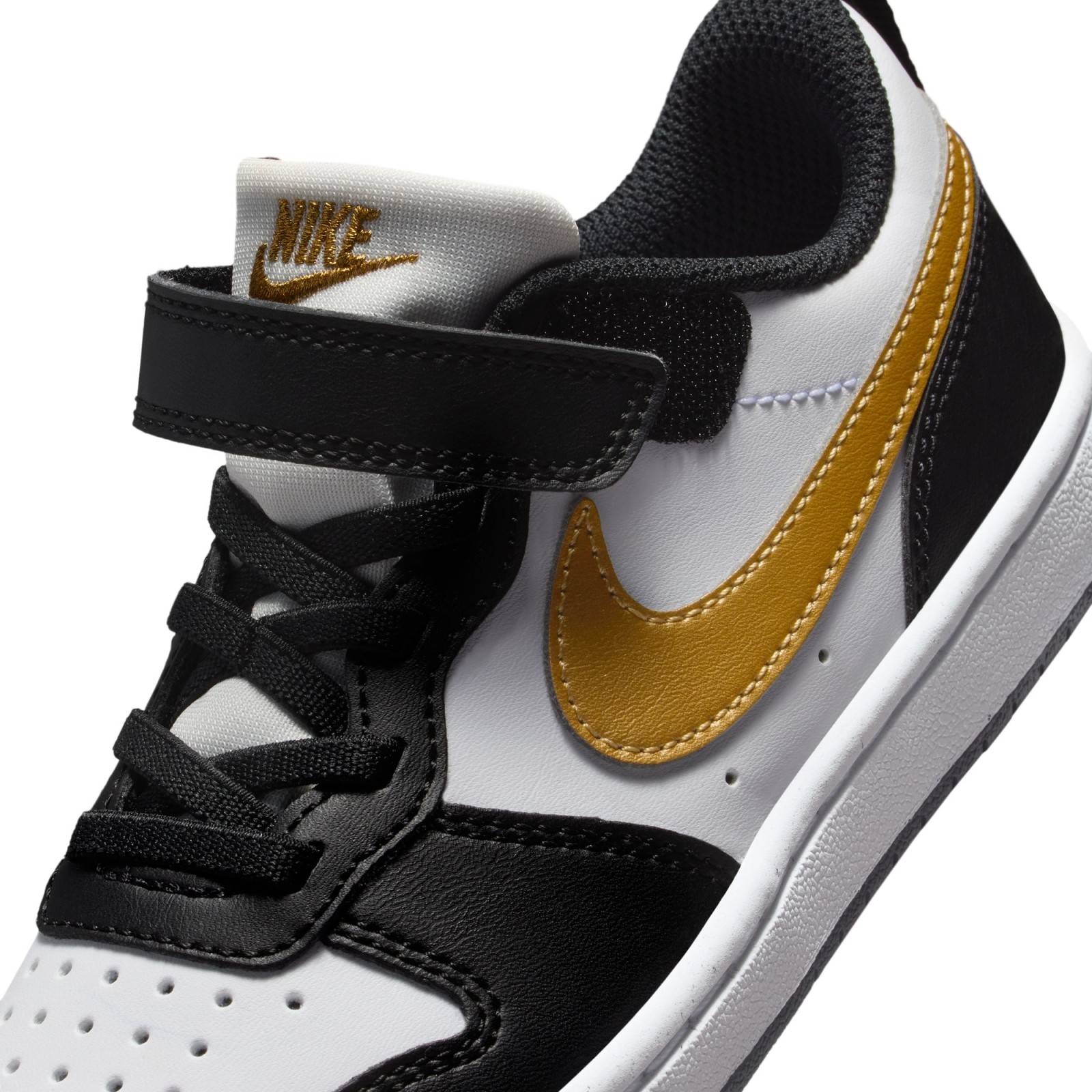 Nike Court Borough Low Recraft Little Kids Shoes BLACK/METALLIC GOLD-BLACK-WHIT 008