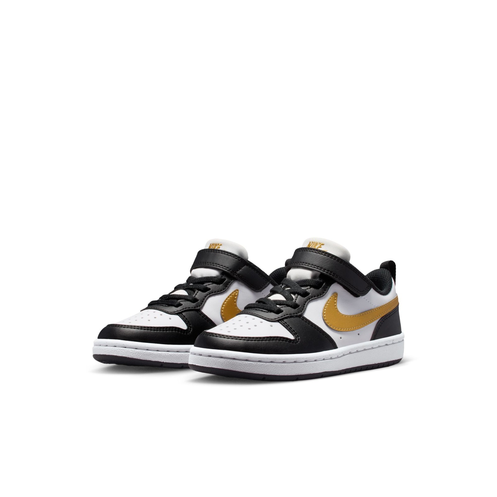 Nike Court Borough Low Recraft Little Kids Shoes BLACK/METALLIC GOLD-BLACK-WHIT 008