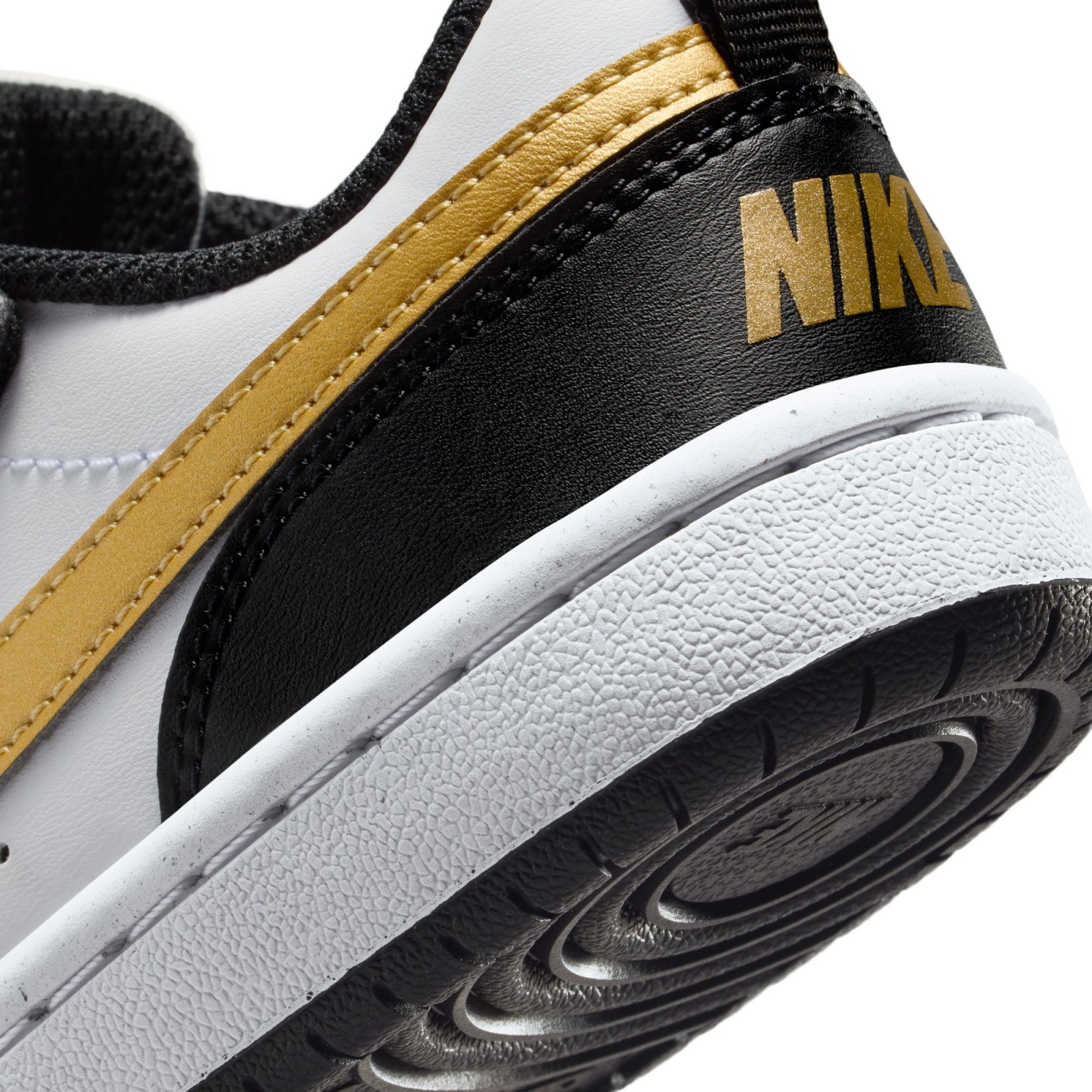 Nike Court Borough Low Recraft Little Kids Shoes BLACK/METALLIC GOLD-BLACK-WHIT 008