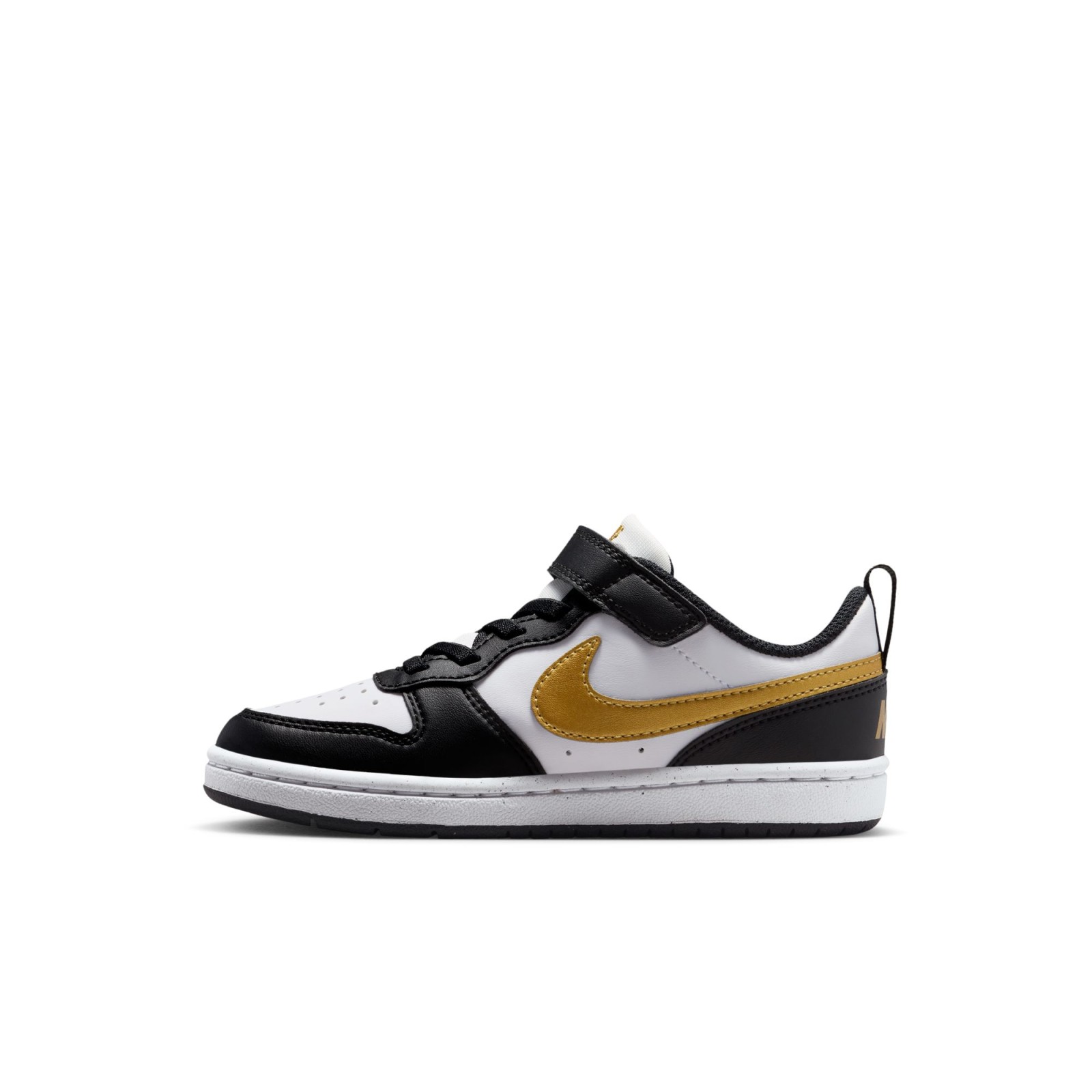 Nike Court Borough Low Recraft Little Kids Shoes BLACK/METALLIC GOLD-BLACK-WHIT 008