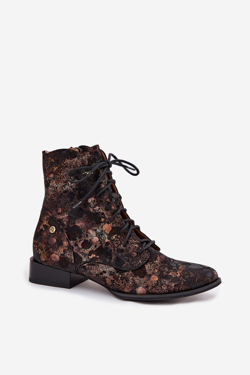 Semišové Vzorované Členkové Topánky Na Ploché Podrážke Maciejka