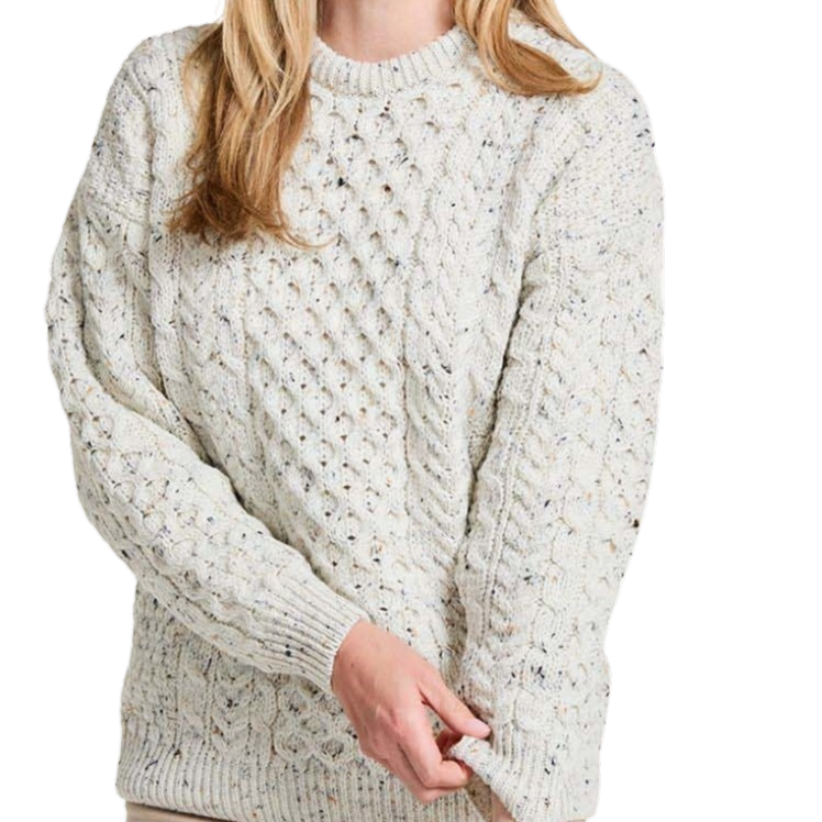 Vlnka Dámsky vlnený Merino sveter s tradičným vzorom krémová veľkosti oblečenia M