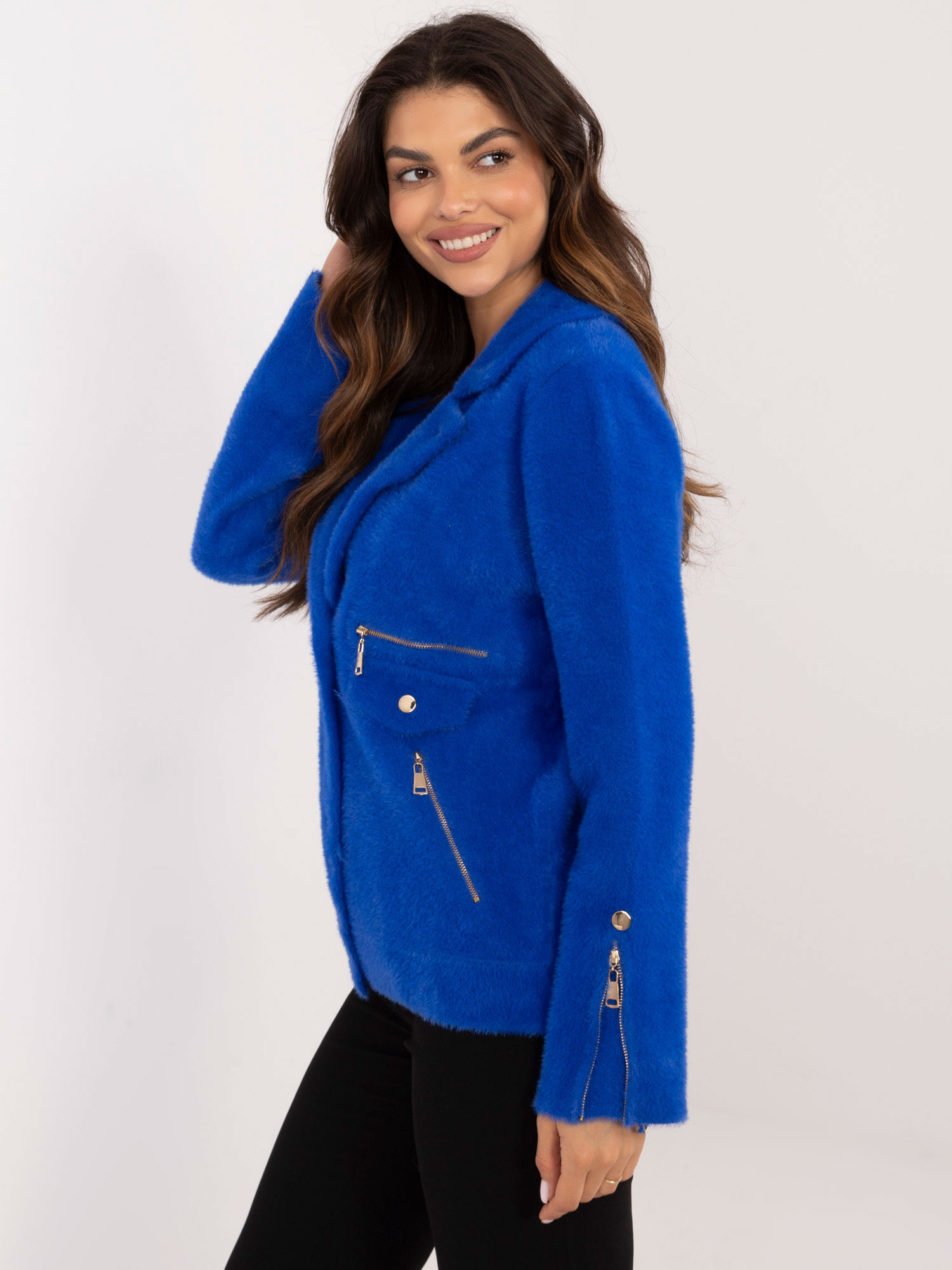 Factory Price Dámska bunda alpaka Keren kráľovská modrá