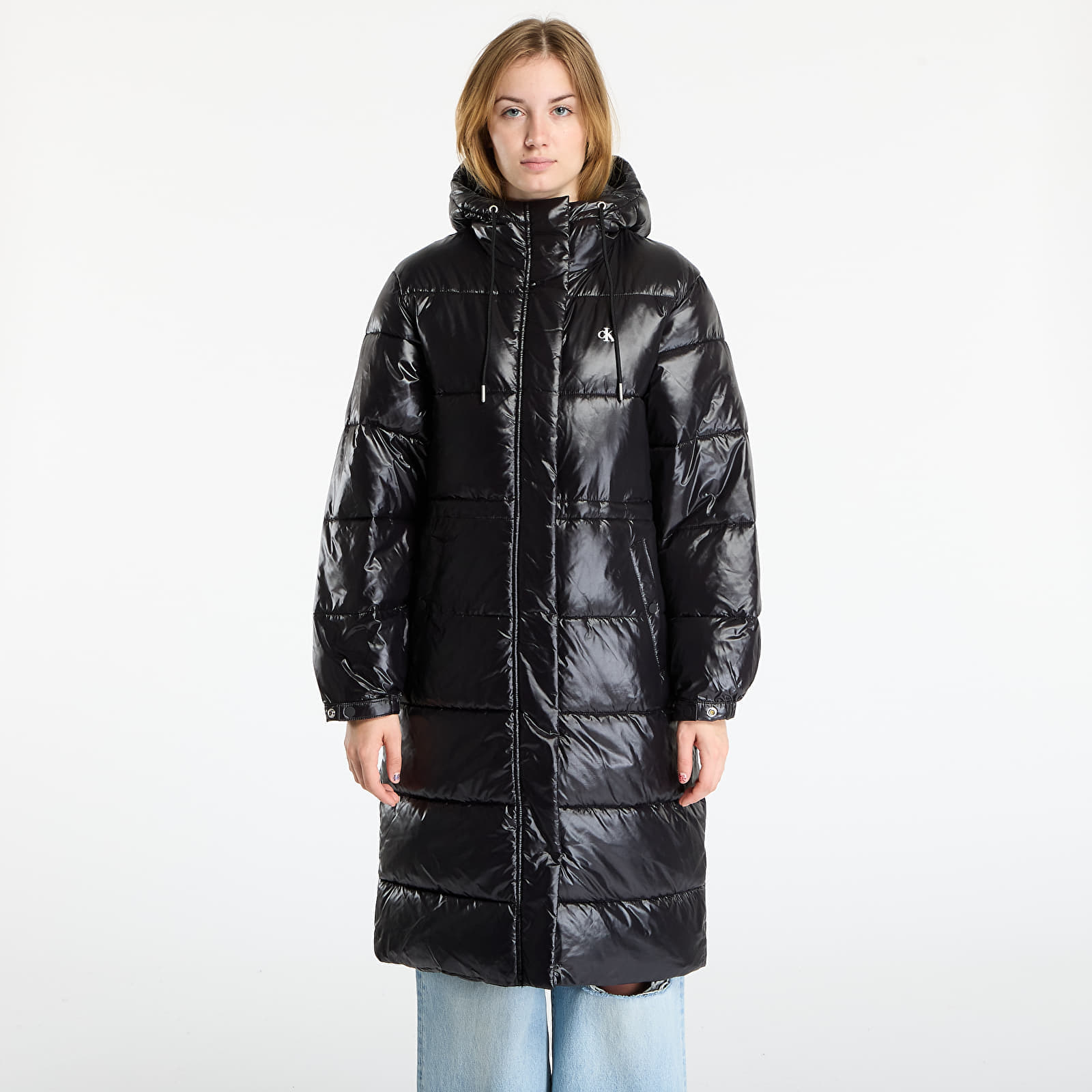 Kabát Calvin Klein Jeans Shine Long Puffer Coat Black L