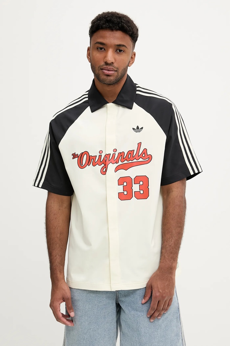 Košeľa adidas Originals Winter Shooter béžová farba, voľný strih, JM0514