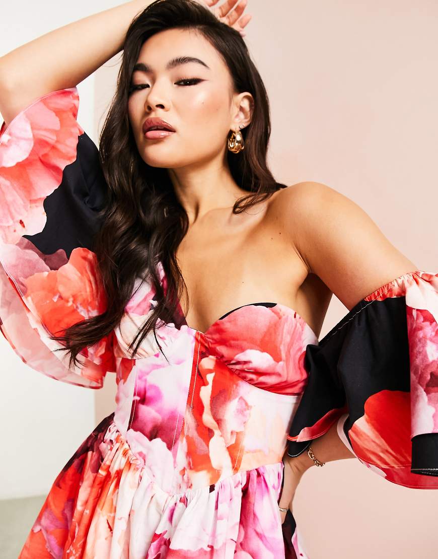 asos luxe one shoulder cotton dress ASOS LUXE One Shoulder Cotton Dress with Corset Details and Ruffles in White, Women's Fashion, Dresses & Sets, Dresses on Carousell