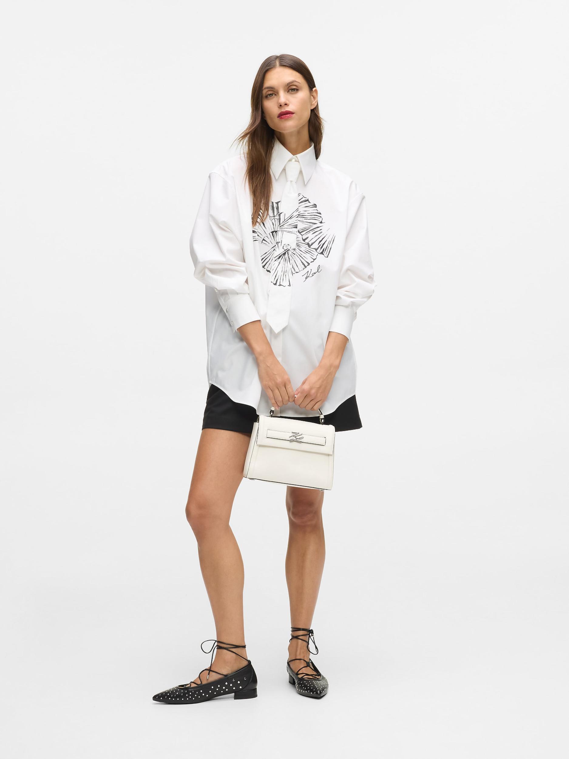 Karl Lagerfeld Kabelka 'Autograph' šedobiela