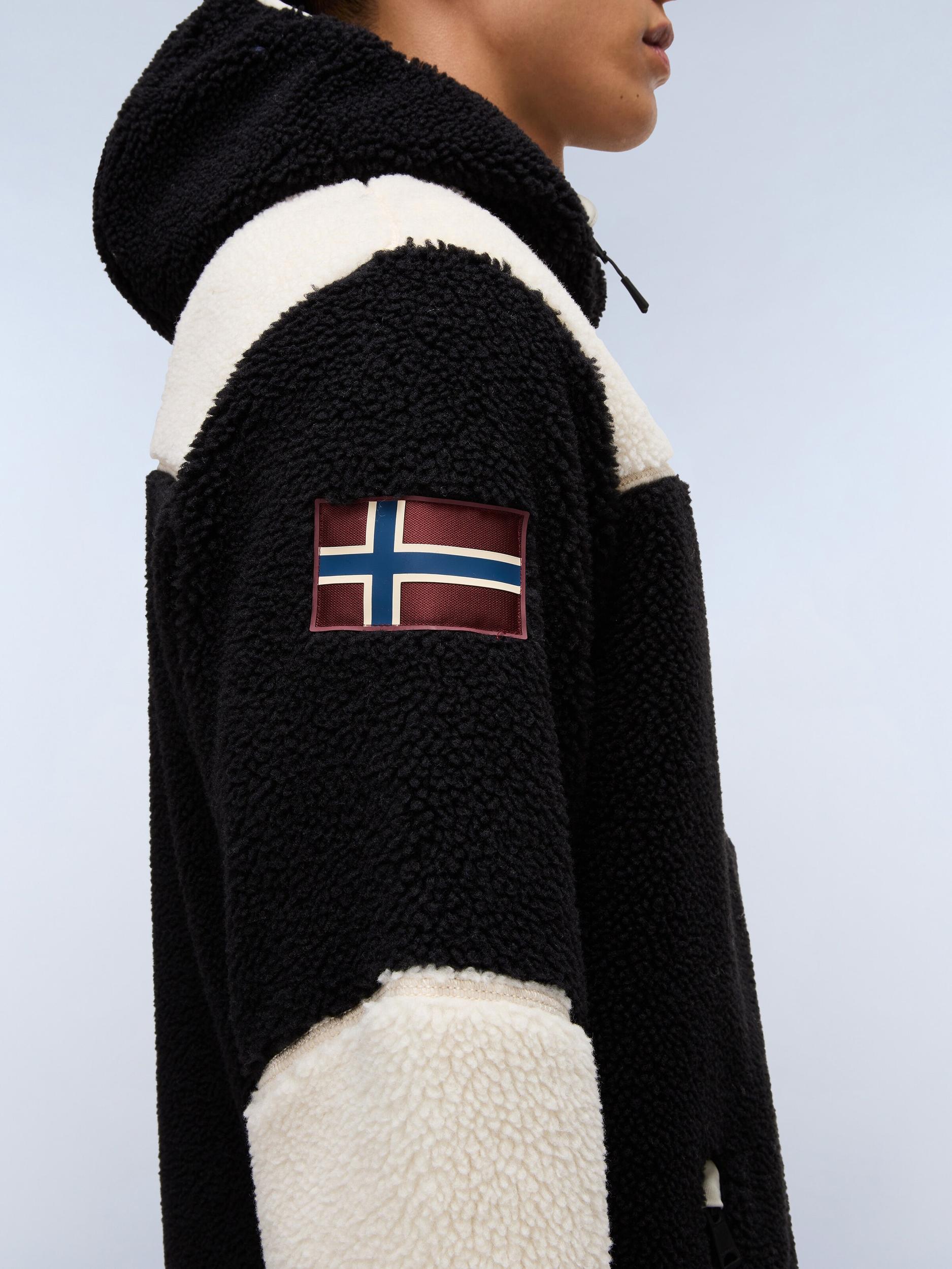 NAPAPIJRI Flisová bunda 'Yupik 3' svetlobéžová / sivá / tmavočervená / čierna