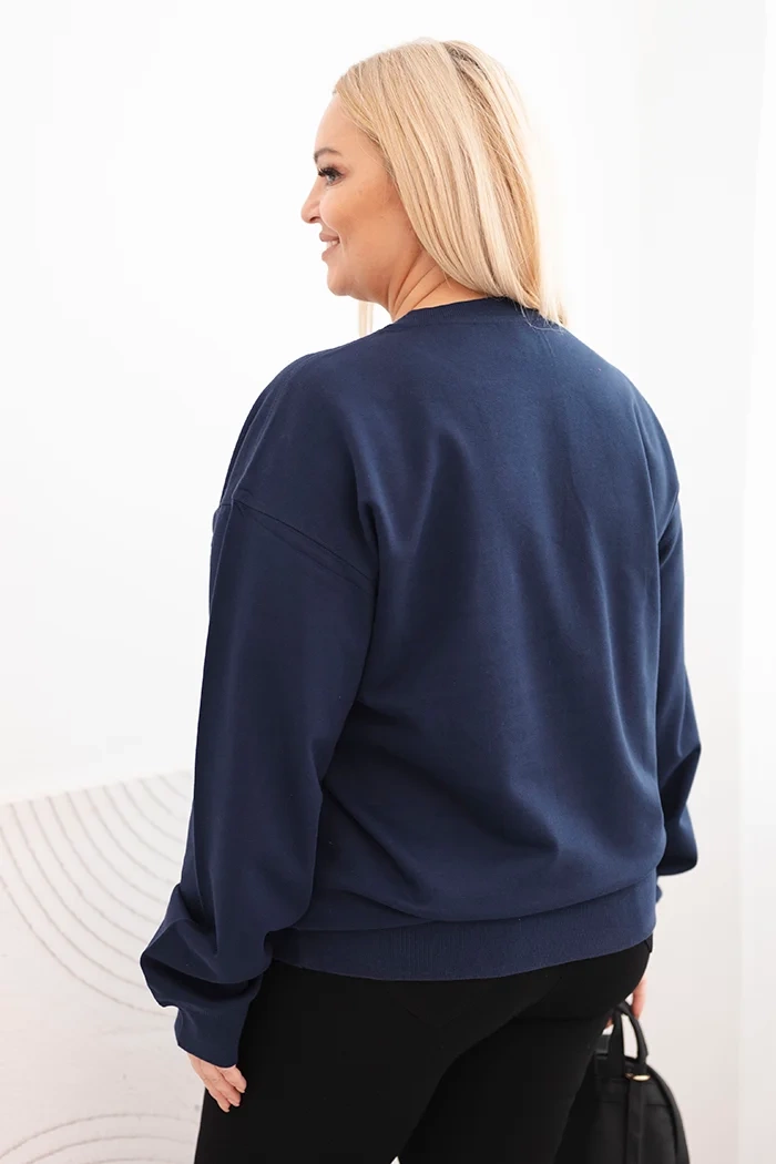 Kesi Dámska mikina s kruhovým dizajnom Plus Size bavlnená basic s okrúhlym výstrihom