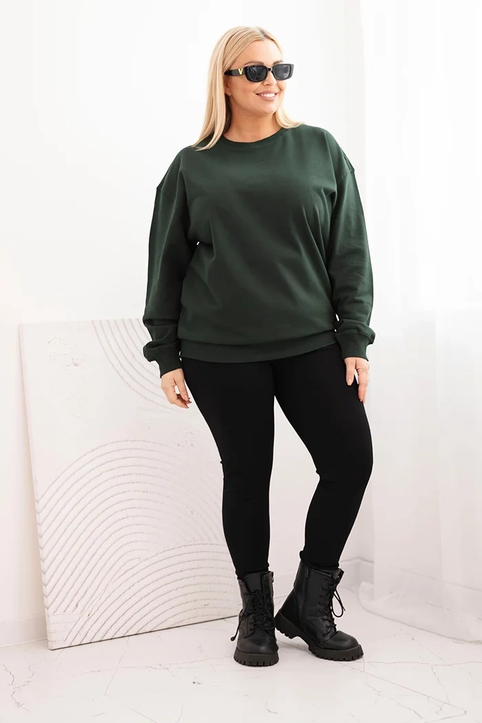 Kesi Dámska mikina s kruhovým dizajnom Plus Size bavlnená basic s okrúhlym výstrihom
