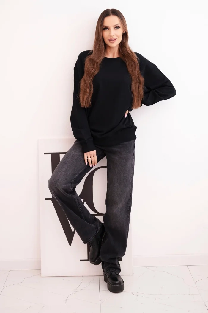 Kesi Dámska mikina z pružného bavlneného materiálu basic s okrúhlym výstrihom