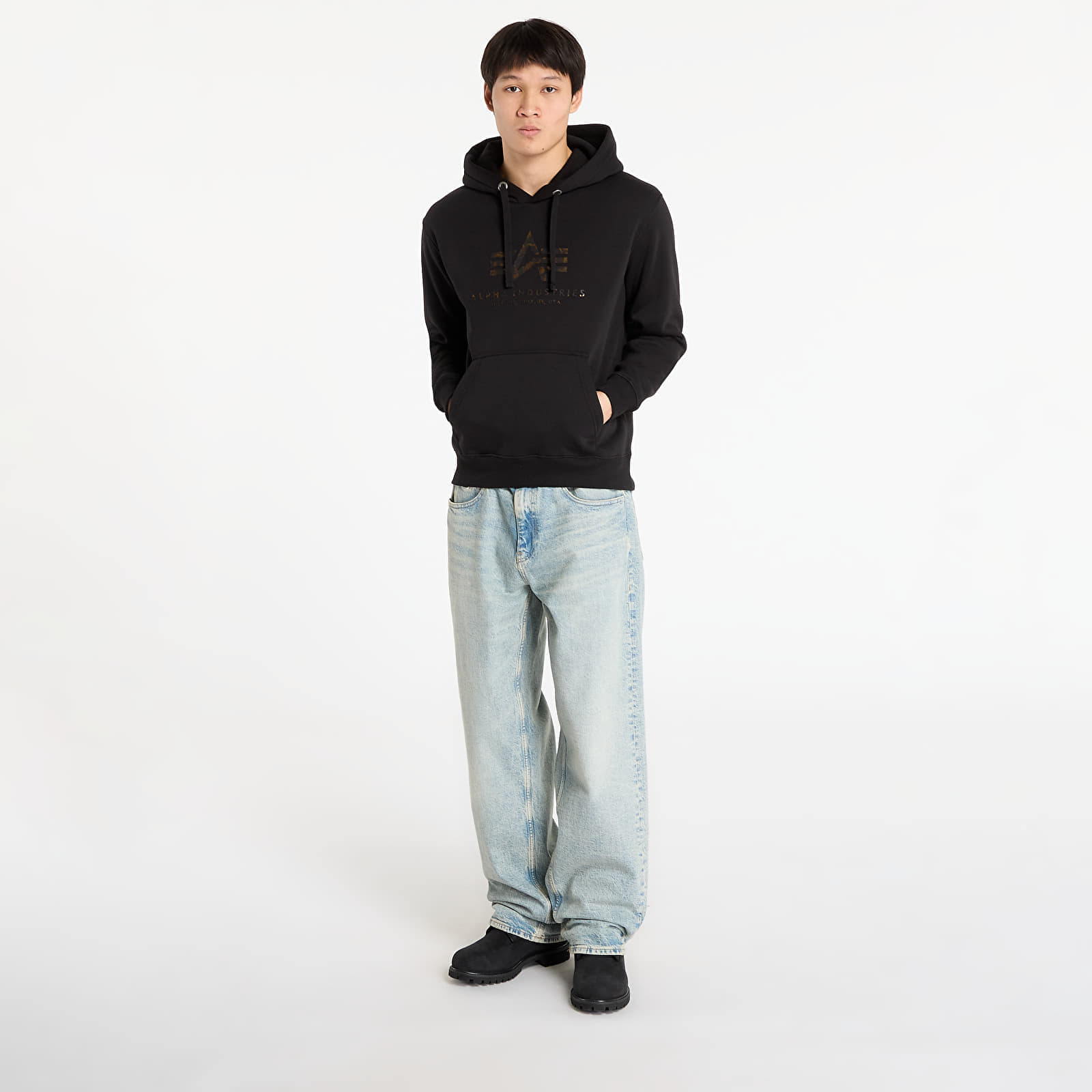 Mikina Alpha Industries Basic Hoodie BL Effect Print Black M