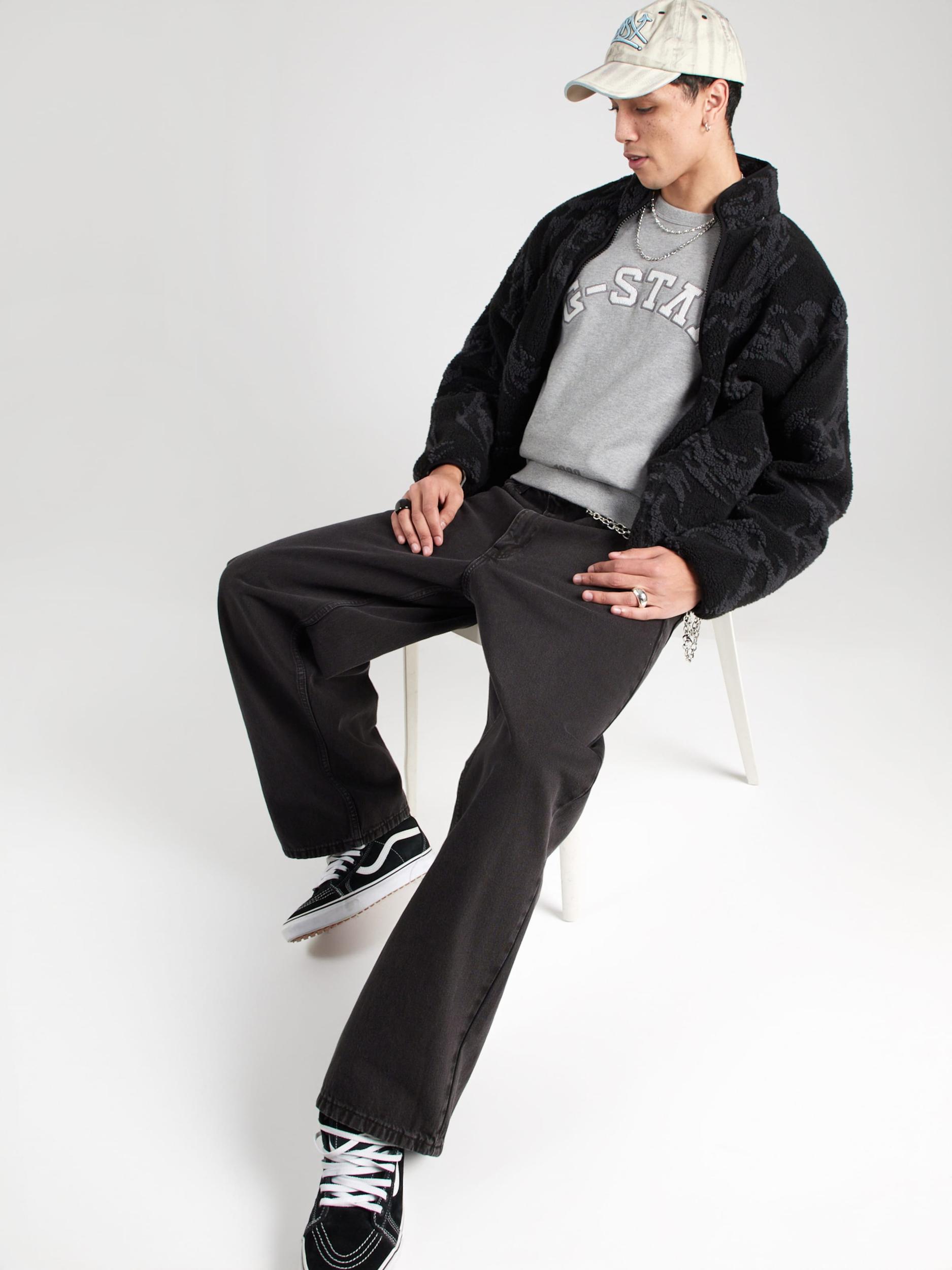 G-STAR Mikina sivá / tmavosivá / biela