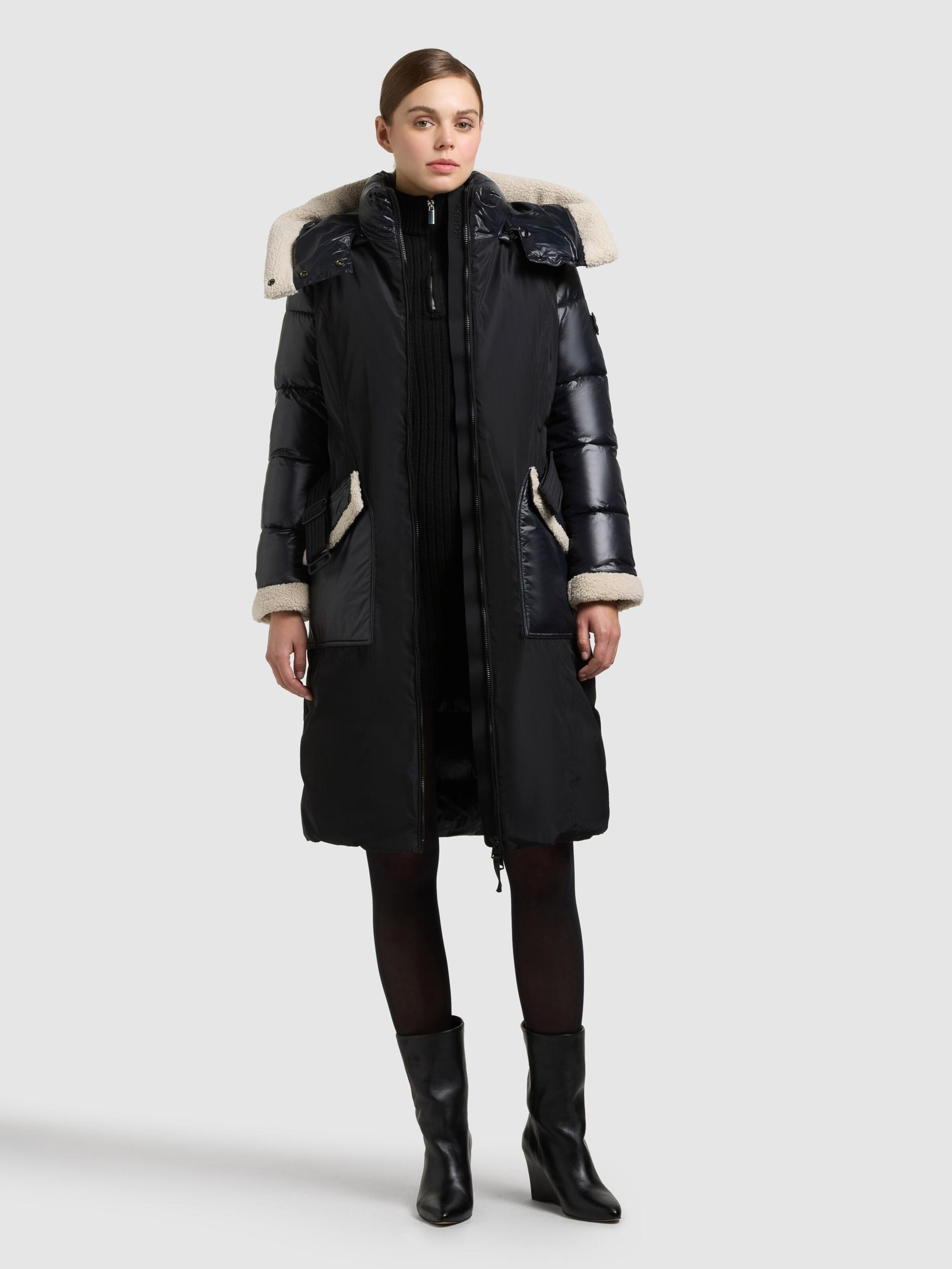 khujo Zimný kabát 'Poppy' svetlobéžová / čierna