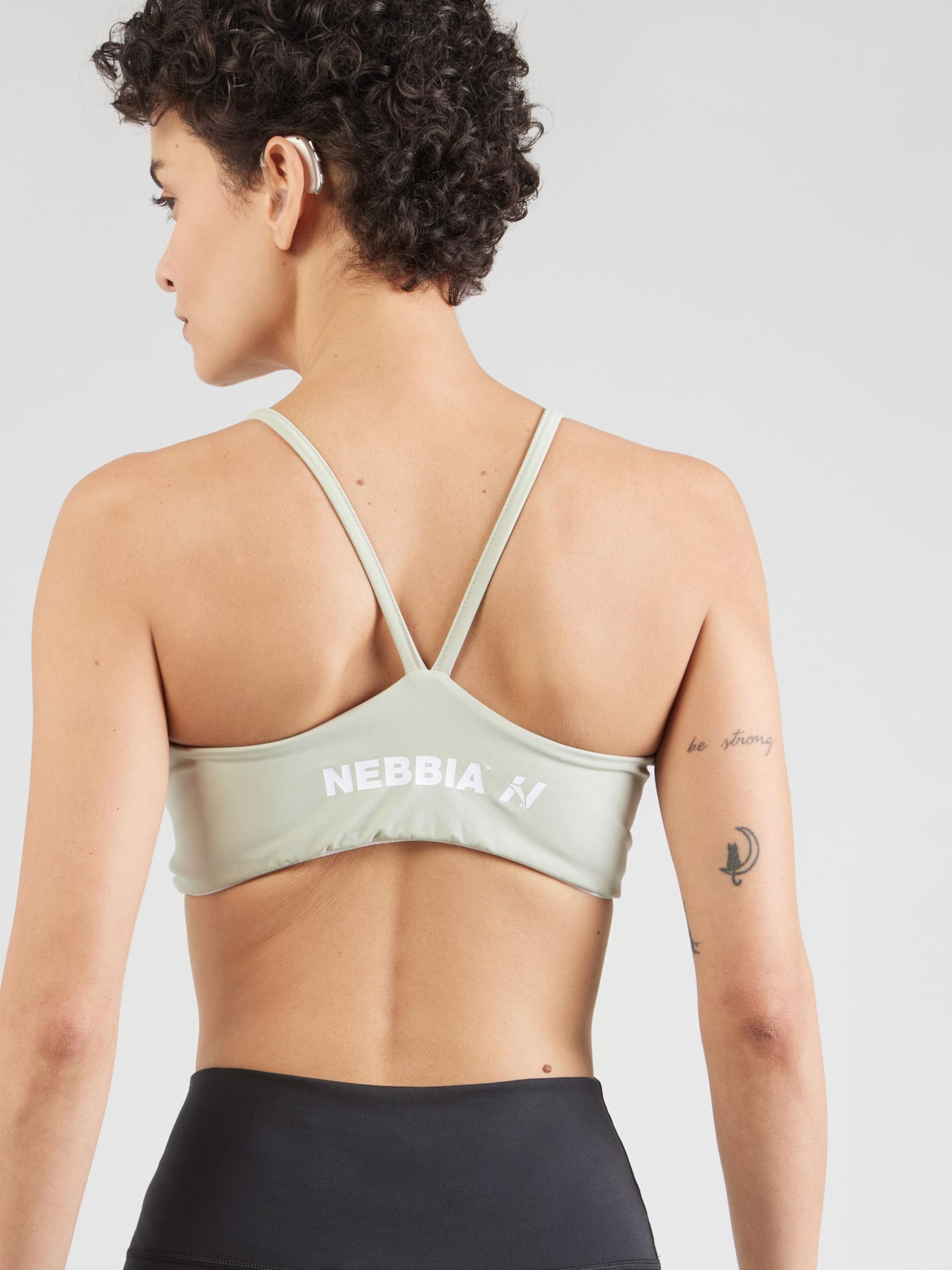 NEBBIA Športová podprsenka pastelovo zelená / biela