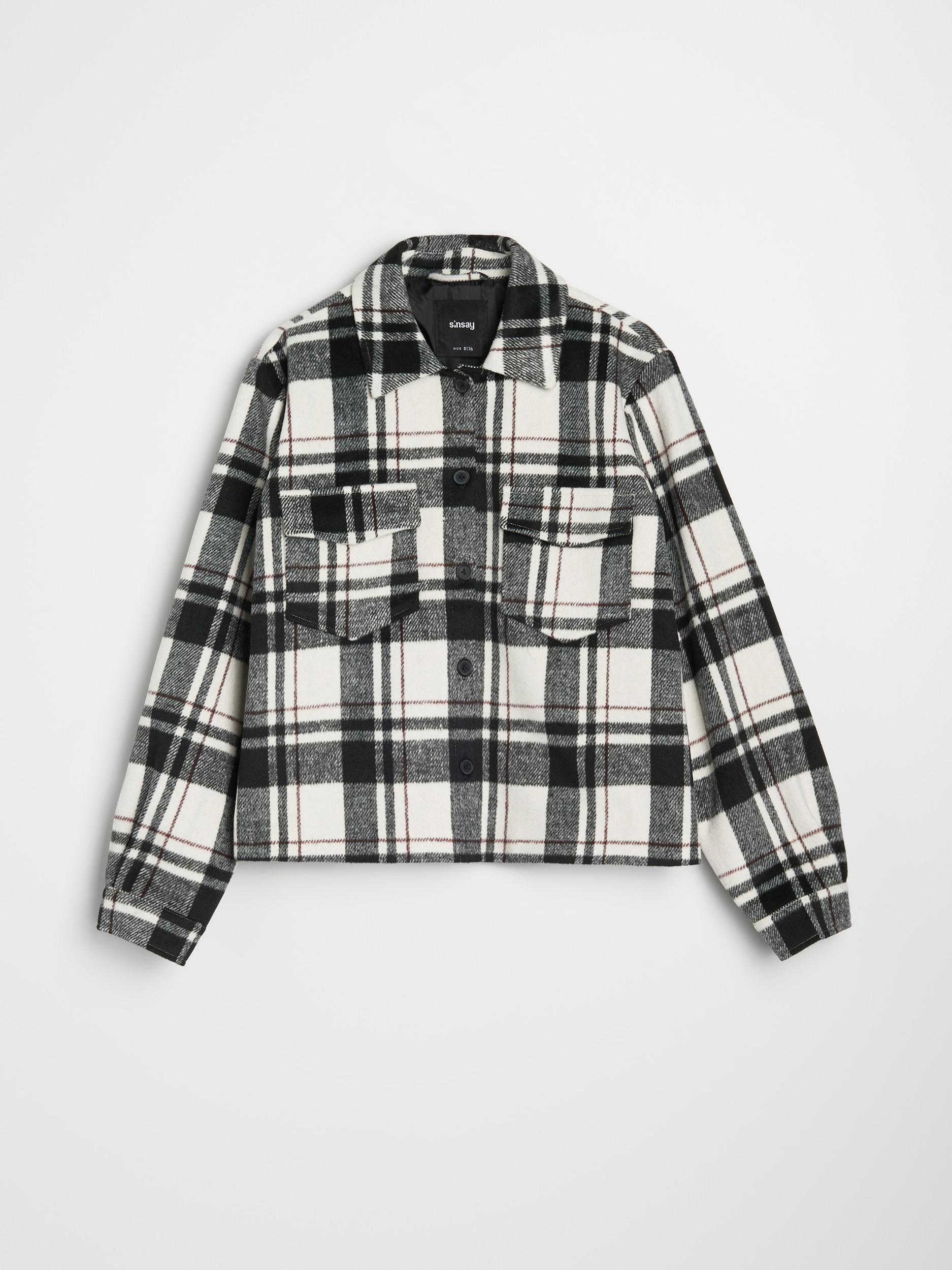Sinsay - Károvaná bunda typu shacket - čierna