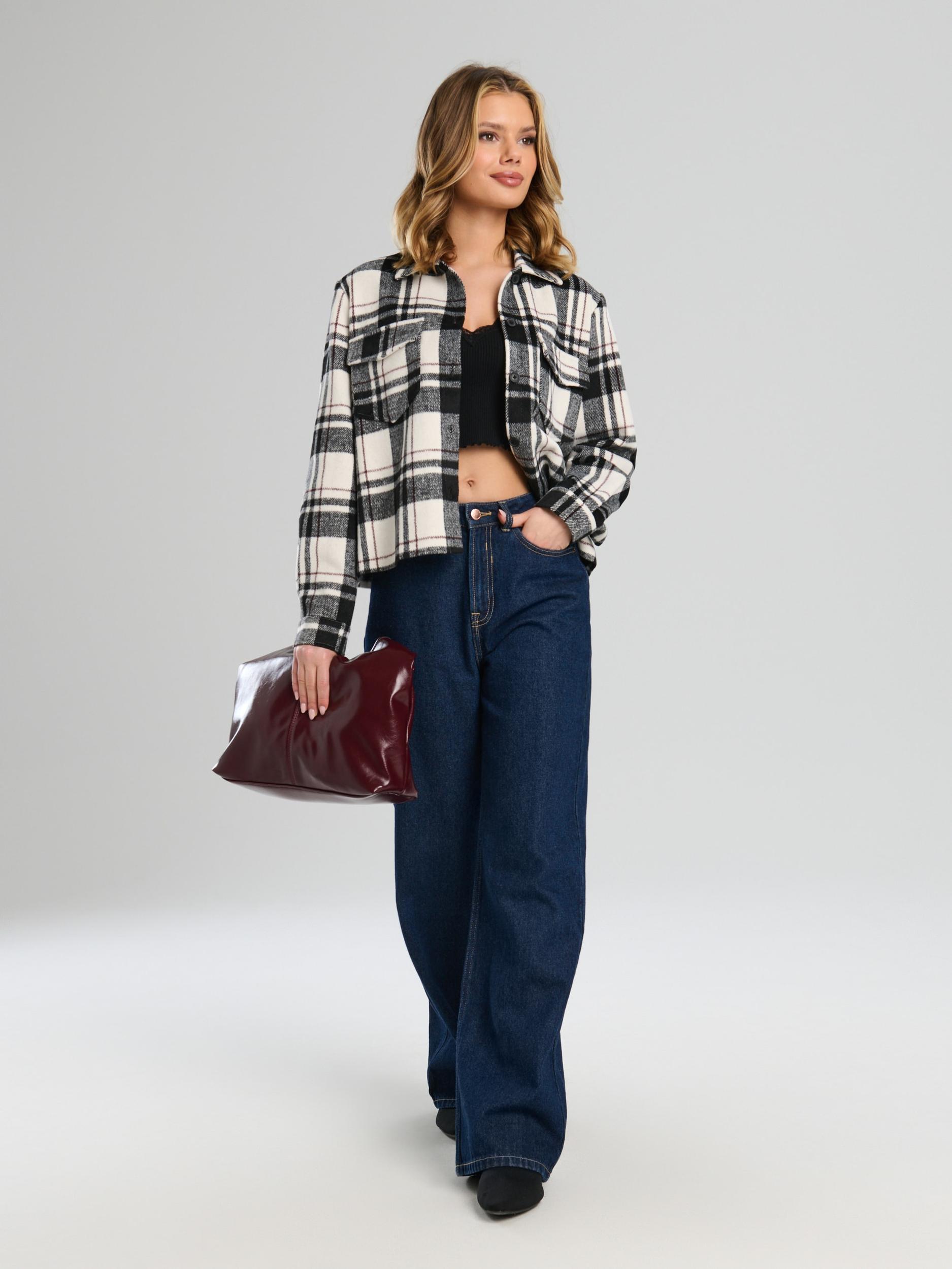 Sinsay - Károvaná bunda typu shacket - čierna