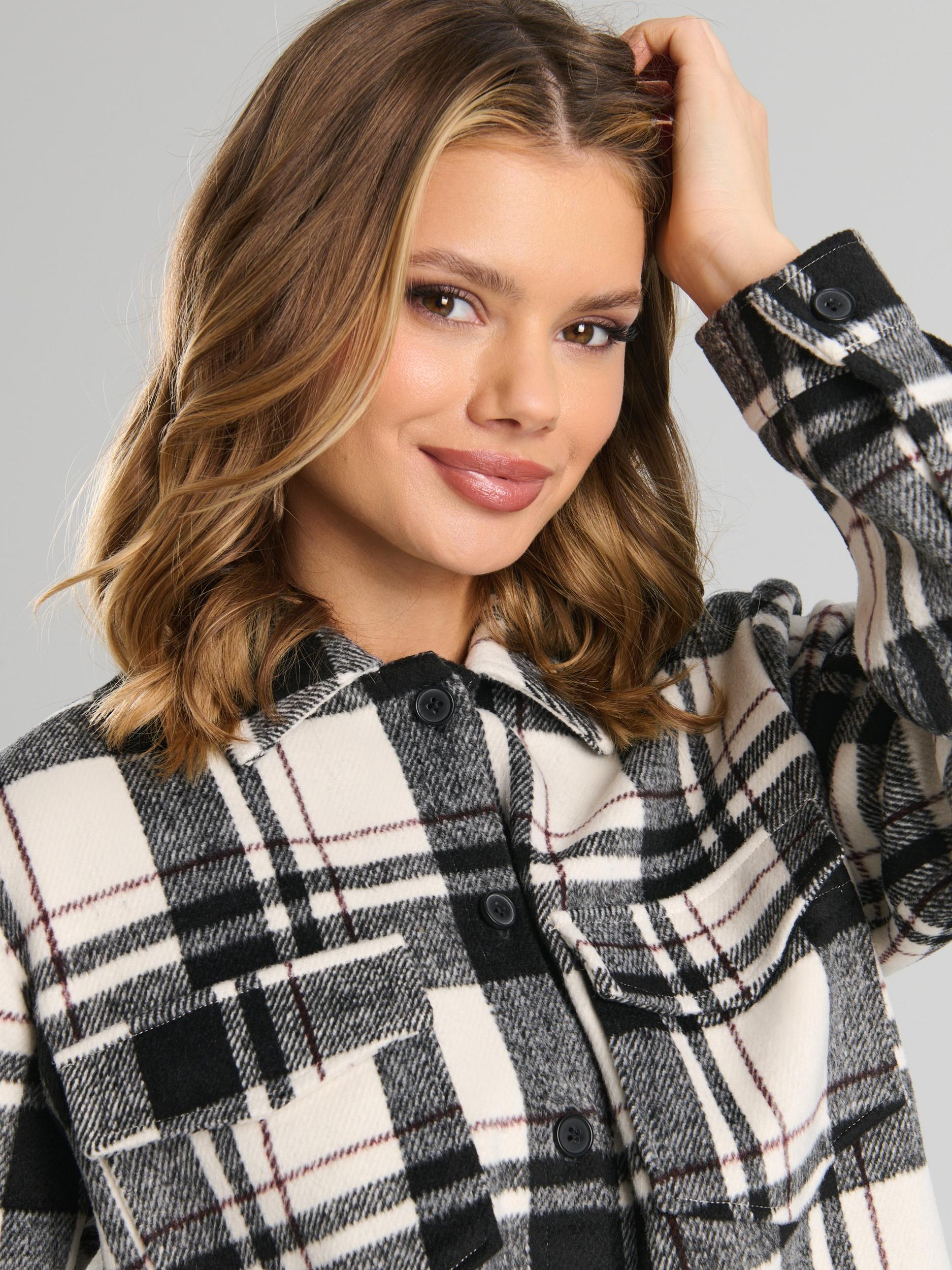 Sinsay - Károvaná bunda typu shacket - čierna