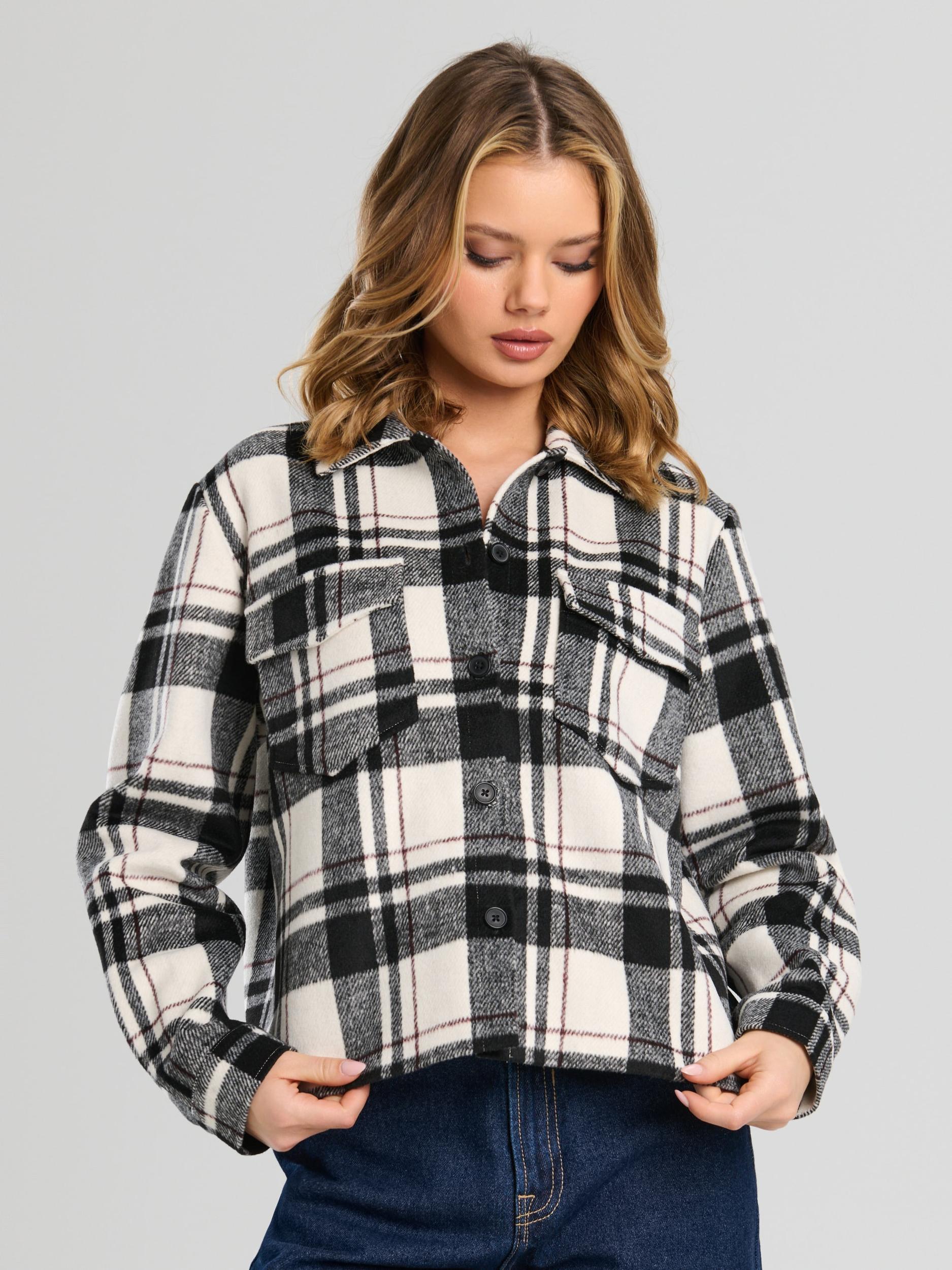 Sinsay - Károvaná bunda typu shacket - čierna