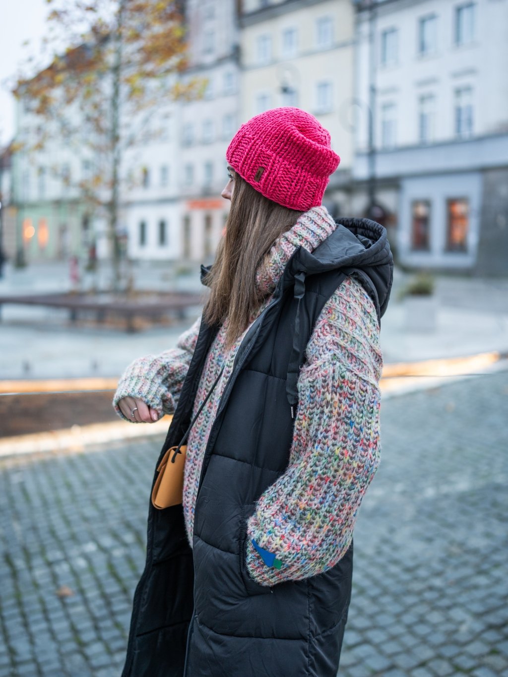 DOKE Set merino pletená čiapka roy coral a nákrčník light