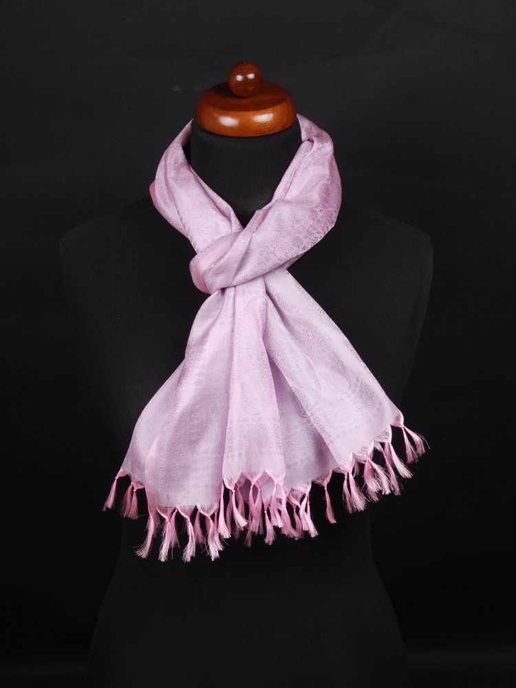 Pranita Hodvábny šál z Váránasí svetloružovo-svetlošedý