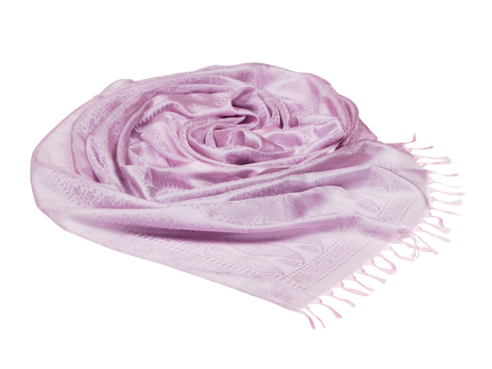 Pranita Hodvábny šál z Váránasí svetloružovo-svetlošedý