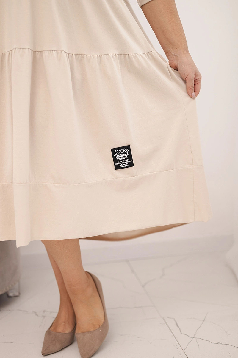 K-Fashion Dámske bavlnené Plus veľkosť sukne s volánikmi a volánové rukávy béžová